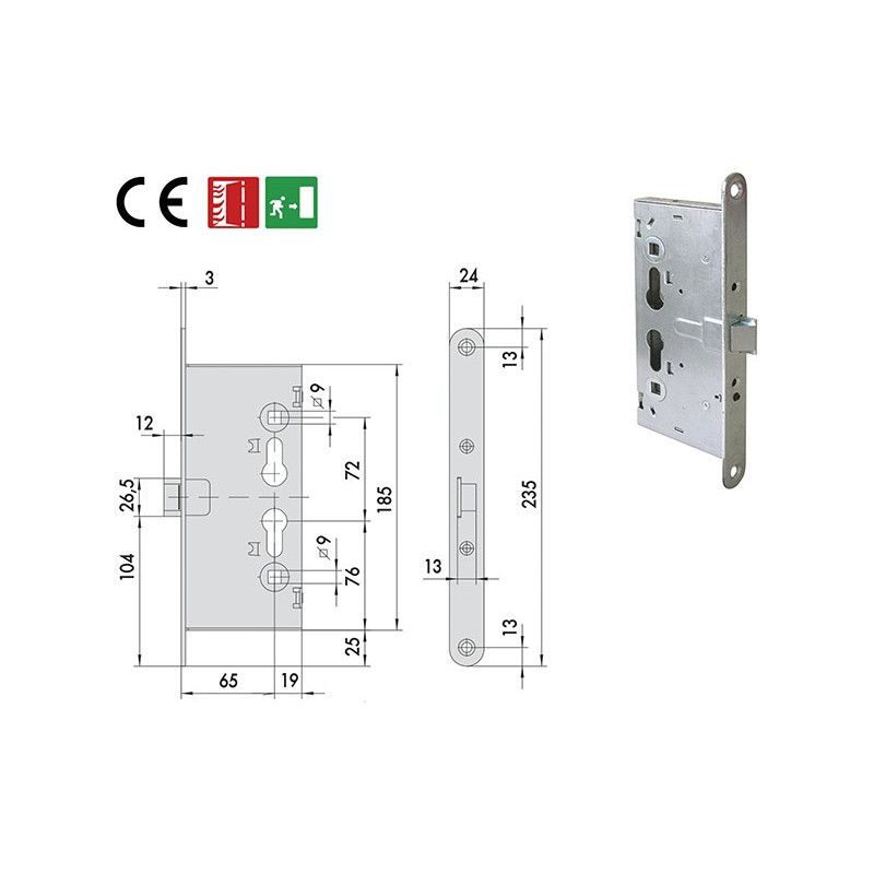 Cisa 43110 mortise lock for antipanic and fireproof