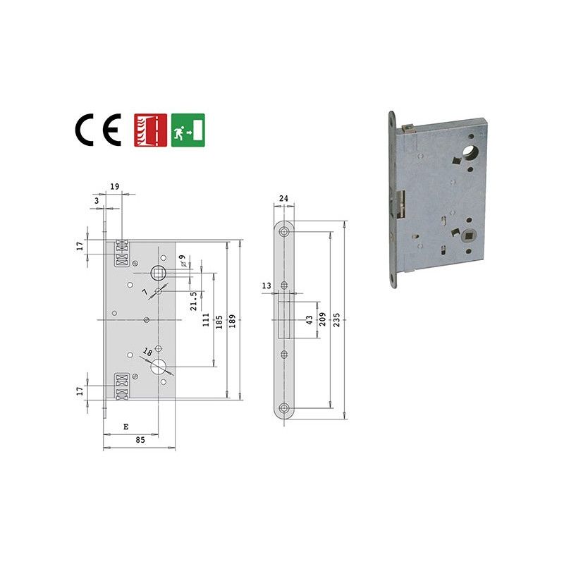 Cisa 43190 lock for antipanic and fire doors