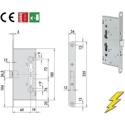 Iseo 216120654 scrocco piÙ catenaccio per porte tagliafuoco e 65 quadro 9  ambidestra MALFATTI&TACCHINI GROUP