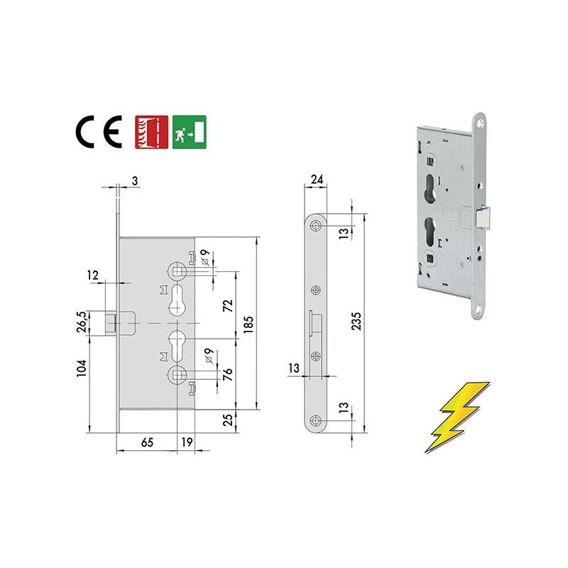 Cisa 13110 electric lock to insert for antipanic and fireproof
