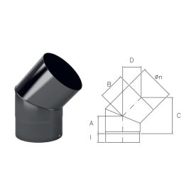 45 ° bend DWC4 in black enamelled steel DESIGN WOOD for wood