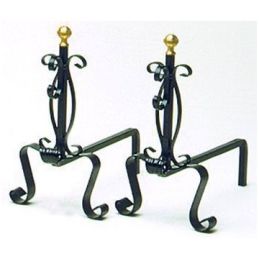 Pair of andirons in wrought iron 41x40H