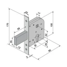 Mortise lock for WELKA 070 gates