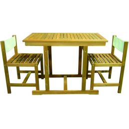 Garden Set Table 2 Chairs in Wood - PRIAMO