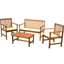 Garden Set Table + sofa + 2 wooden chairs - ENEA