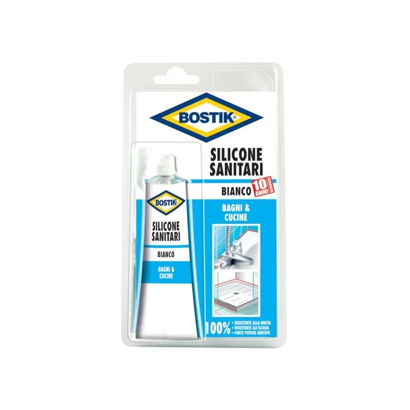 Silicone acetico bianco sanitari tubetto Bostik D2477 ml.60