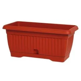 65x25x21H rectangular balcony flower box with tray