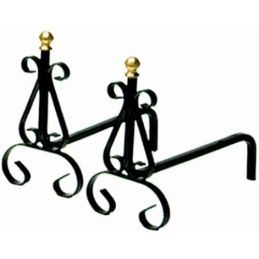Pair of andirons in wrought iron 17x31x30H