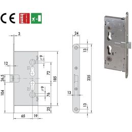 Cisa 43114 mortise lock for antipanic and fire doors