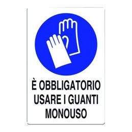 Cartello "E' obbligatorio usare i guanti monouso" 300x200 plastica