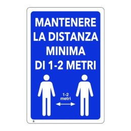 "Distanza minima 1-2 metri" sign 300x200 plastic