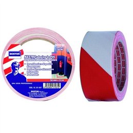 Warning tape ADHESIVE white / red h 50mm 33 mt.
