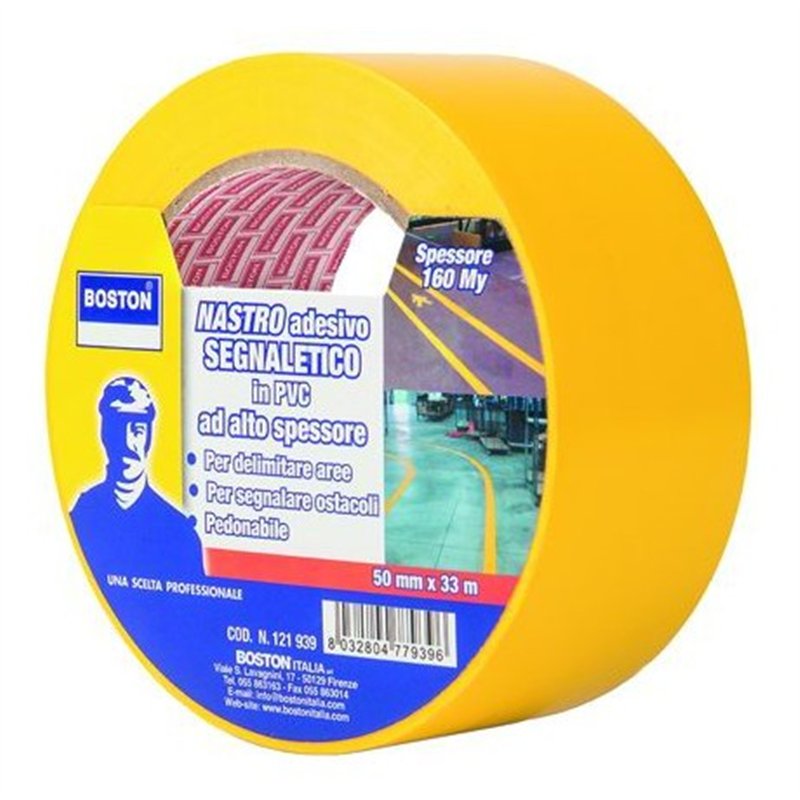 Nastro segnaletico ADESIVO giallo h 50mm 33 mt. pedonabile