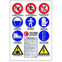 Cartello segnaletico '12 avvisi e norme generali' per cantiere