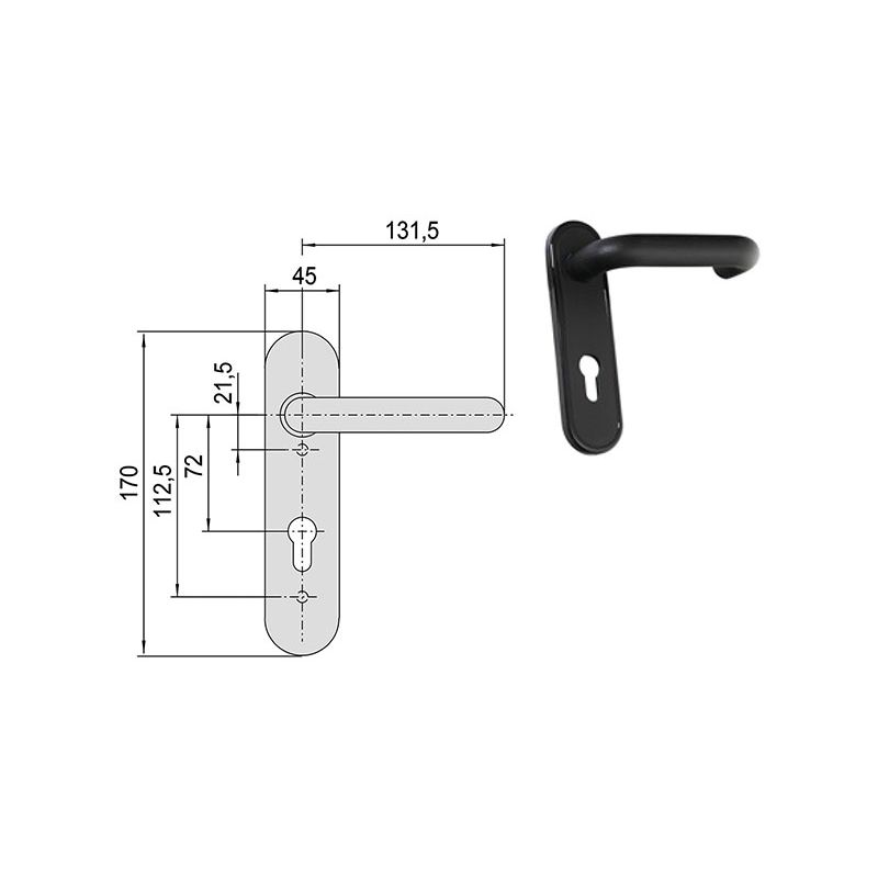 Cisa handle 07076.16 for single panic exit device