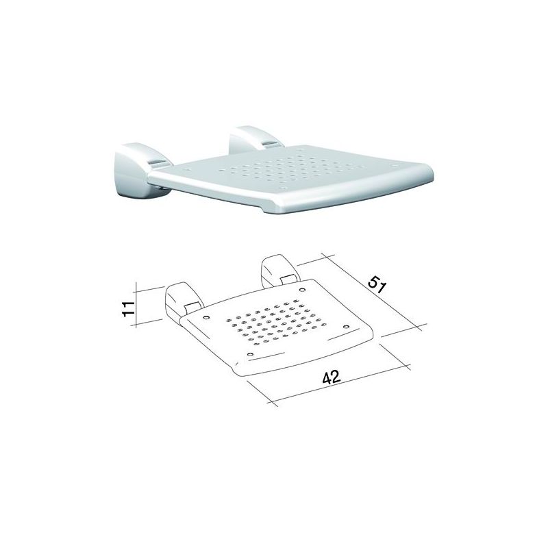 ECO white flip-up shower seat