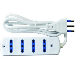 Multi-socket power strip 4 places by-pass 16A plug