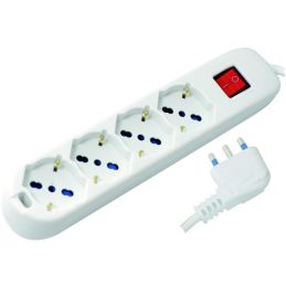 Multi-socket power strip 4 places Schuko+by-pass 16A plug