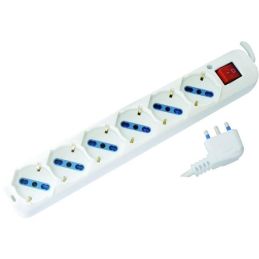 Multi-socket power strip 6 places Schuko+by-pass 16A plug