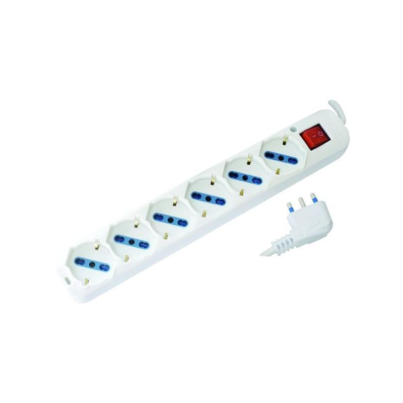 Multi-socket power strip 6 places Schuko+by-pass 16A plug