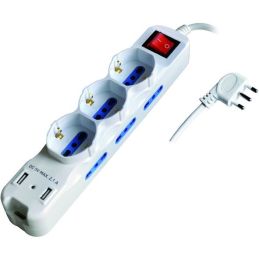 Power strip 11 places by-pass + Schuko + USB plug 16A