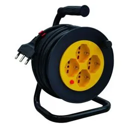 Avvolgicavo a rullo 15 metri 4 prese Schuko/bipasso 10/16A+T