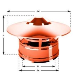 Chinese double wall flue hat ISO25 De Marinis Copper