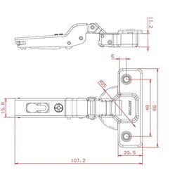 Cerniera per ante mobili 94° base 35mm collo 9 Salice C2ABG99