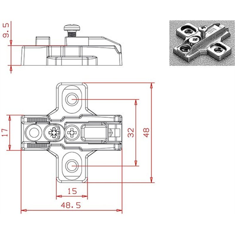 Cross base for Salice B2R3E69 hinges height 6
