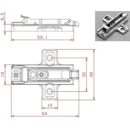 Snap base for Salice BAR3R39 hinges height 3