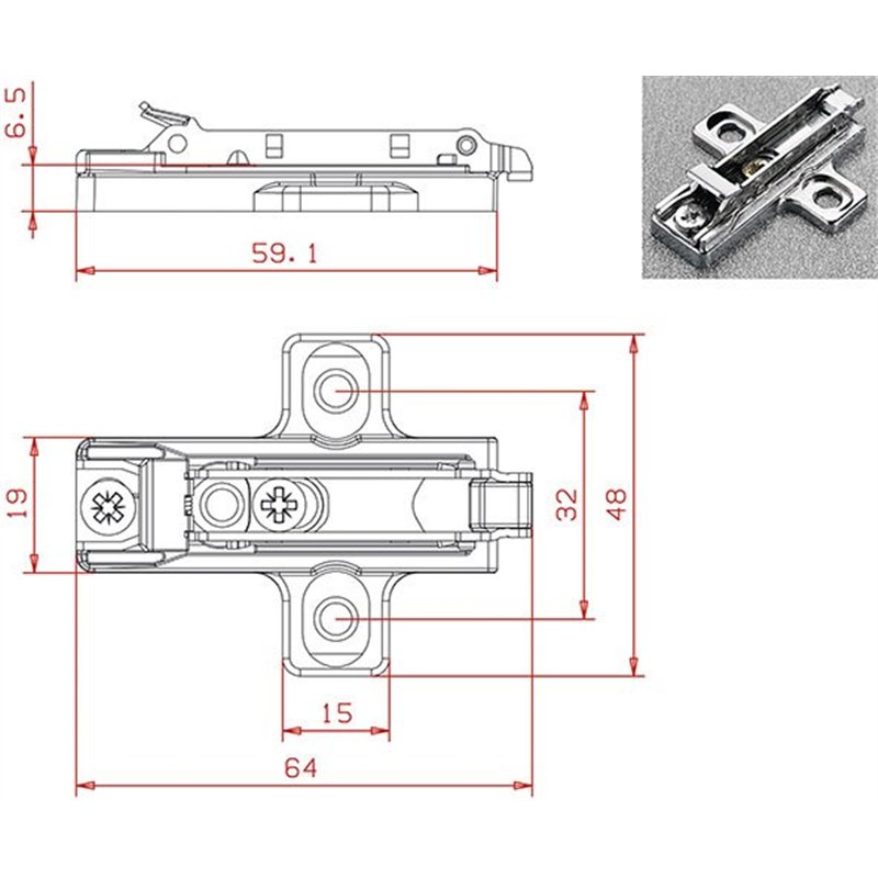 Snap base for Salice BAR3R39 hinges height 3