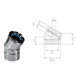 Curva 30° CXC3 COAXIAL Inox Canna fumaria coassiale