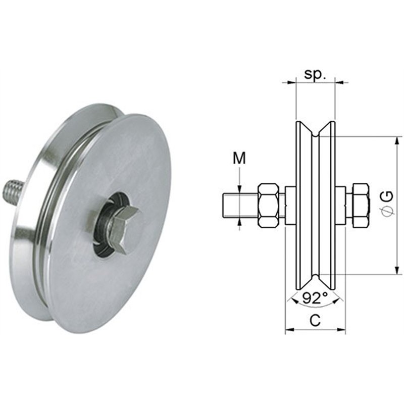 Ruota per cancelli gola a Y 2 cuscinetti COMBI 406