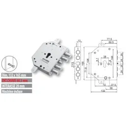 Serratura porta blindata Mottura 89C855 triplice 1/2 g.