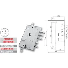 Security door lock Mottura 89.8589GR Euro profyle for GARDESA