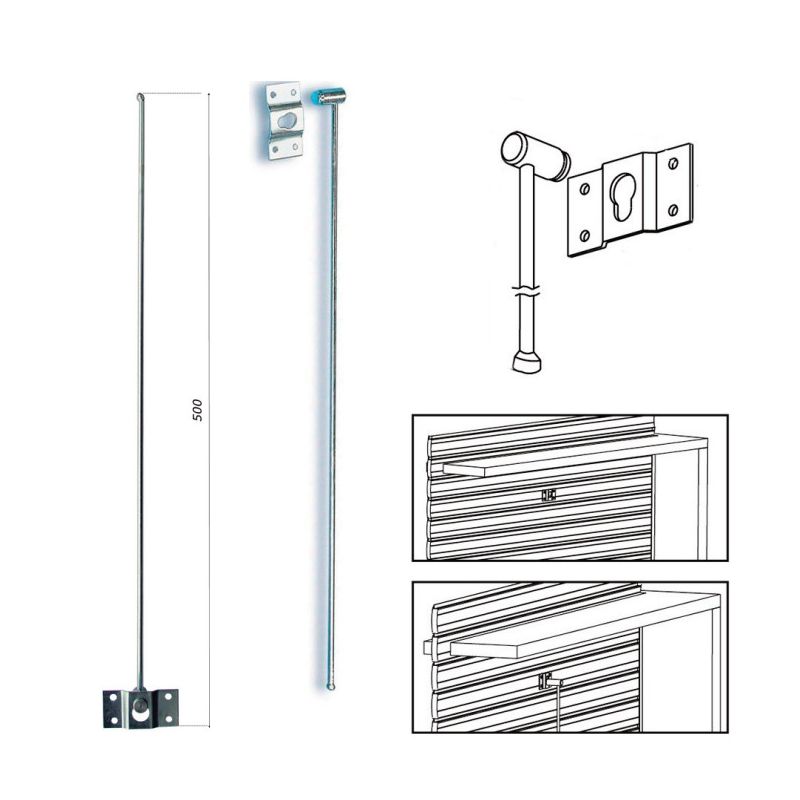 Safety hook for roller shutters Hammer with rod