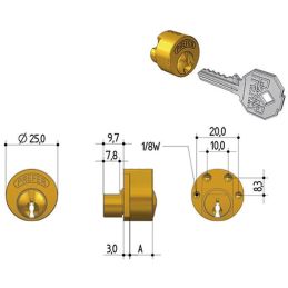 Cilindro di ricambio per serrature serranda PREFER 6810