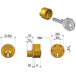 Cilindro di ricambio per serrature serranda PREFER 6811 / 6813
