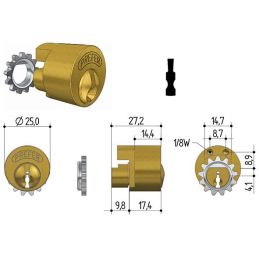 Replacement cylinder for PREFER 6819 GEAR shutter locks