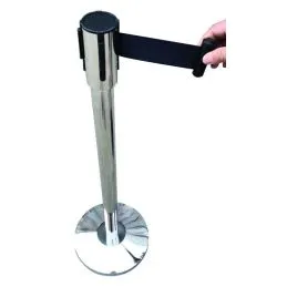 Black tape barrier with stainless steel pole to delimit 3