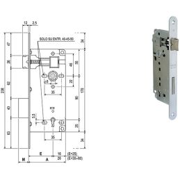 Lock for internal doors AGB 591 PATENT Q.8x90mm BRONZE