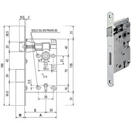 Lock for interior doors AGB 571 PATENT Q.8x70mm