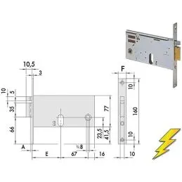 Serratura elettrica Cisa 14451 infilare per fascia h 77