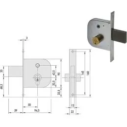 Serratura Cisa 42310 impennata infilare per cancelli
