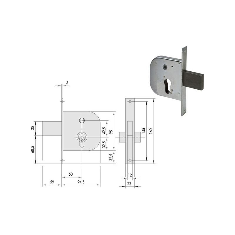Cisa 42312 lock to be inserted for gates