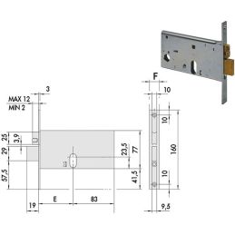 Serratura Cisa 44470 infilare per fascia h 77