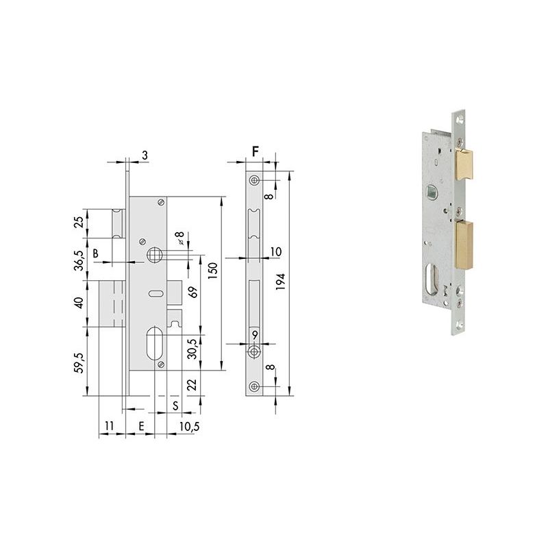 Cisa 44220 mortise lock for upright