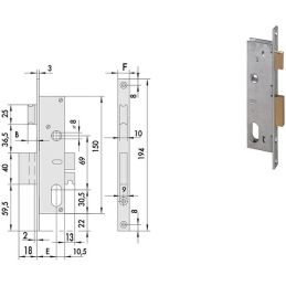 Cisa 44225 mortise lock for upright