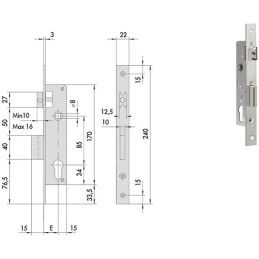 Cisa 44660 mortise lock for upright