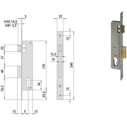 Cisa 44670 mortise lock for upright